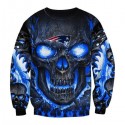 New England Patriots 3D Hoodie Blue Skull