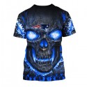 New England Patriots 3D Hoodie Blue Skull