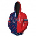 New England Patriots 3D Hoodie Blue and Red