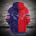 New England Patriots 3D Hoodie Blue and Red