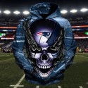 New England Patriots 3D Hoodie Chains Skull