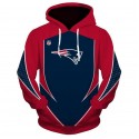 New England Patriots 3D Hoodie Classic Red and Blue