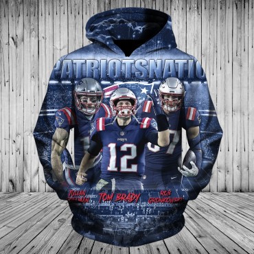 New England Patriots 3D Hoodie Cool Blue