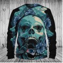 New England Patriots 3D Hoodie Flowers Skull New