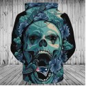 New England Patriots 3D Hoodie Flowers Skull New