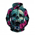 New England Patriots 3D Hoodie Flowers Skull