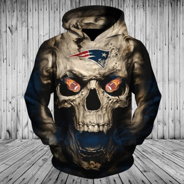 New England Patriots 3D Hoodie Hot Skull