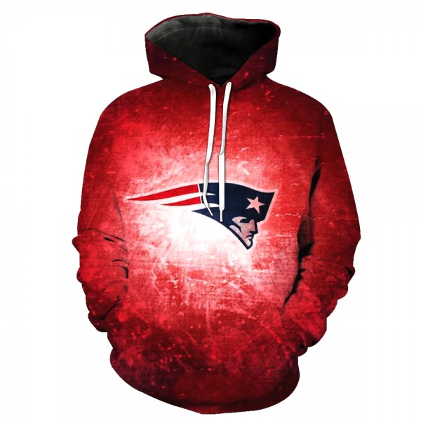 New England Patriots 3D Hoodie Red