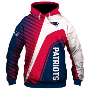 New England Patriots 3D Hoodie Red Blue White