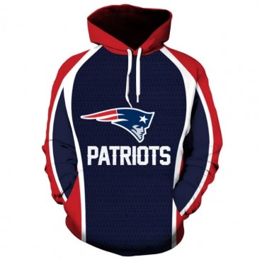 New England Patriots 3D Hoodie Red White Blue