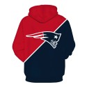 New England Patriots 3D Hoodie Red and Blue