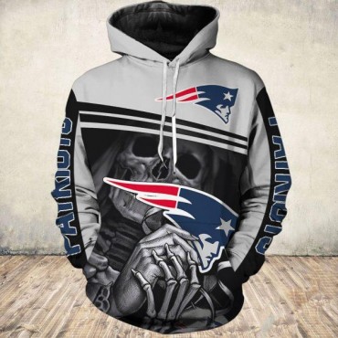 New England Patriots 3D Hoodie Skull MVP