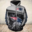 New England Patriots 3D Hoodie Skull MVP