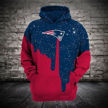 New England Patriots 3D Hoodie Starry Sky Red