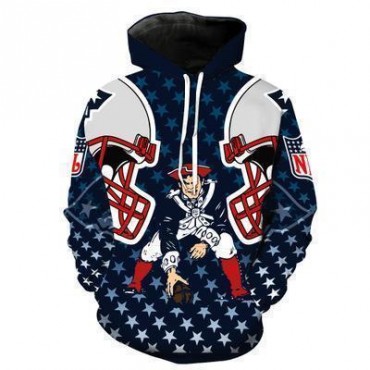 New England Patriots 3D Hoodie Stars New