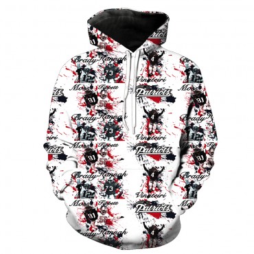 New England Patriots 3D Hoodie White Blood