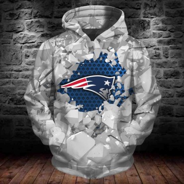 New England Patriots 3D Hoodie White Ice