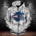 New England Patriots 3D Hoodie White Ice