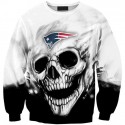 New England Patriots 3D Hoodie White Skull