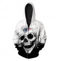 New England Patriots 3D Hoodie White Skull