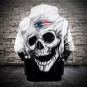 New England Patriots 3D Hoodie White Skull