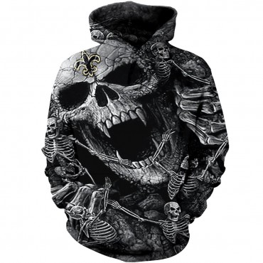 New Orleans Saints 3D Hoodie Black Skull