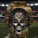 New Orleans Saints 3D Hoodie Chains Skull