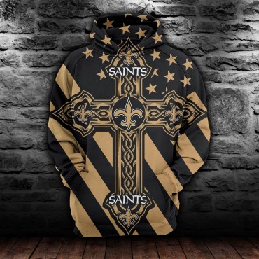 New Orleans Saints 3D Hoodie Cross