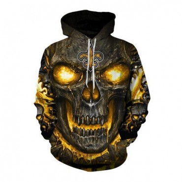 New Orleans Saints 3D Hoodie Skull Cool