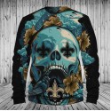 New Orleans Saints Hoodie Flowers Skull