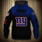 New York Giants 3D Hoodie Blue and Black