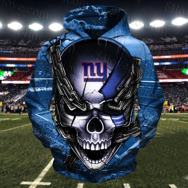 New York Giants 3D Hoodie Chains Skull