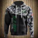New York Jets 3D Hoodie Black and Camouflage