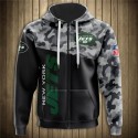 New York Jets 3D Hoodie Black and Camouflage