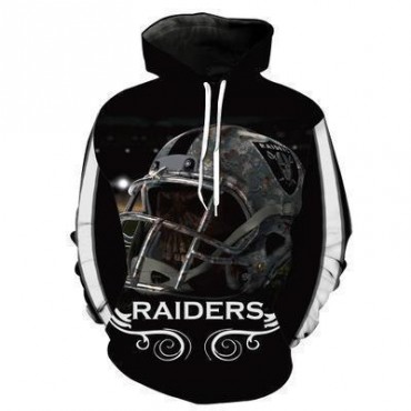 Oakland Raiders 3D Hoodie Black Helmet