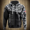 Oakland Raiders 3D Hoodie Black and Camouflage