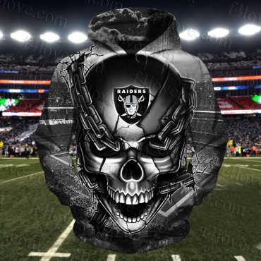 Oakland Raiders 3D Hoodie Chain Skull
