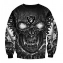 Oakland Raiders 3D Hoodie Grey Skull