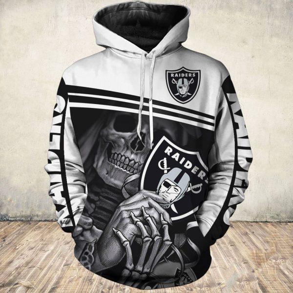 Oakland Raiders 3D Hoodie Skull MVP