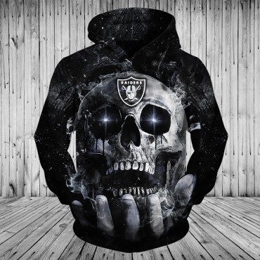 Oakland Raiders 3D Hoodie Starry Sky Skull