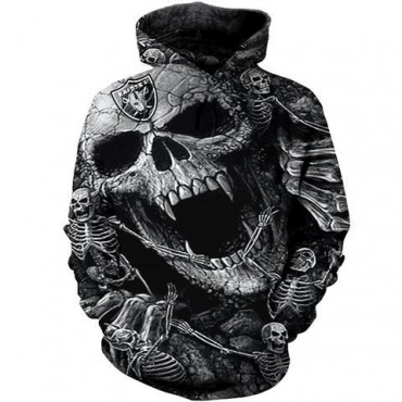 Oakland Raiders 3D Hoodie Unique Skull