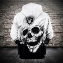 Oakland Raiders 3D Hoodie White Skull