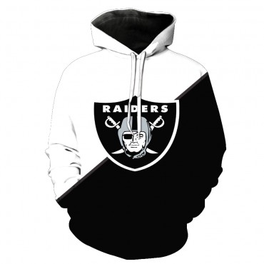 Oakland Raiders 3D Hoodie White and Black